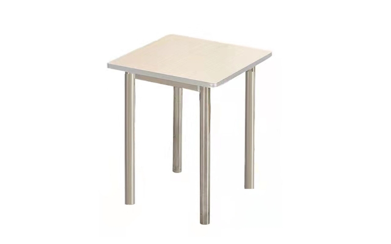 不锈钢四腿木纹方桌