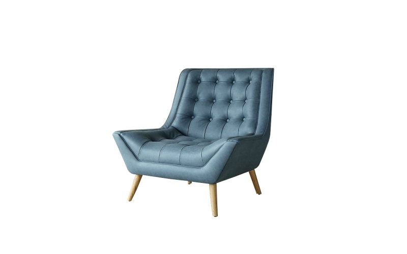 北欧复古皮艺蓝色沙发椅